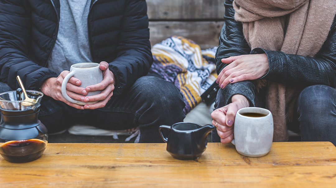 Drinking tea with friends