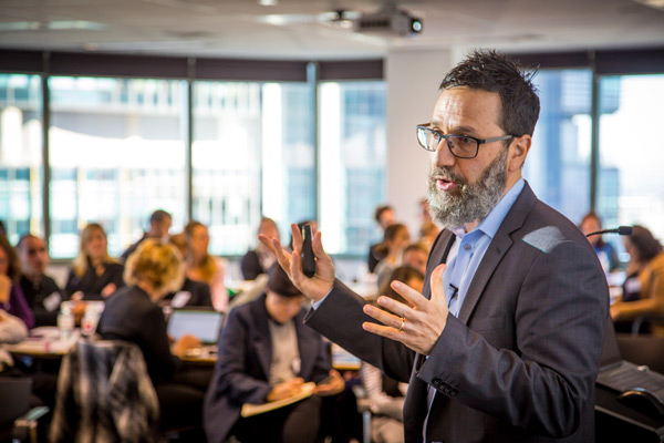 Dr Tim Sharp presenting at the WayAhead Workplaces Forum 2018